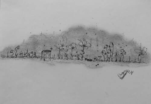 SOUS LA TERRASSE - étude XIII by Eléonore Nsanabandi, 소묘 for Sale on Singulart