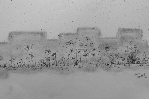 SOUS LA TERRASSE - étude XV van Eléonore Nsanabandi, Tekening te koop op Singulart