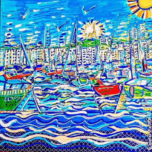 Marseille la ville bleue de Daniele Jasselin, Pintura a la venta en Singulart