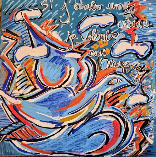 Si j'étais un oiseau je volerais sous l'orage.... by Daniele Jasselin, Painting for Sale on Singulart