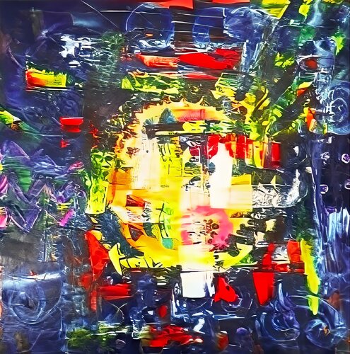 Poker Face I – Contemporary Portrait Exploring Hidden Emotion di Nata Statzner, Pittura in vendita su Singulart