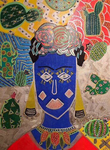 Frida - Contemporary Portrait Inspired by Frida Kahlo di Nata Statzner, Pittura in vendita su Singulart