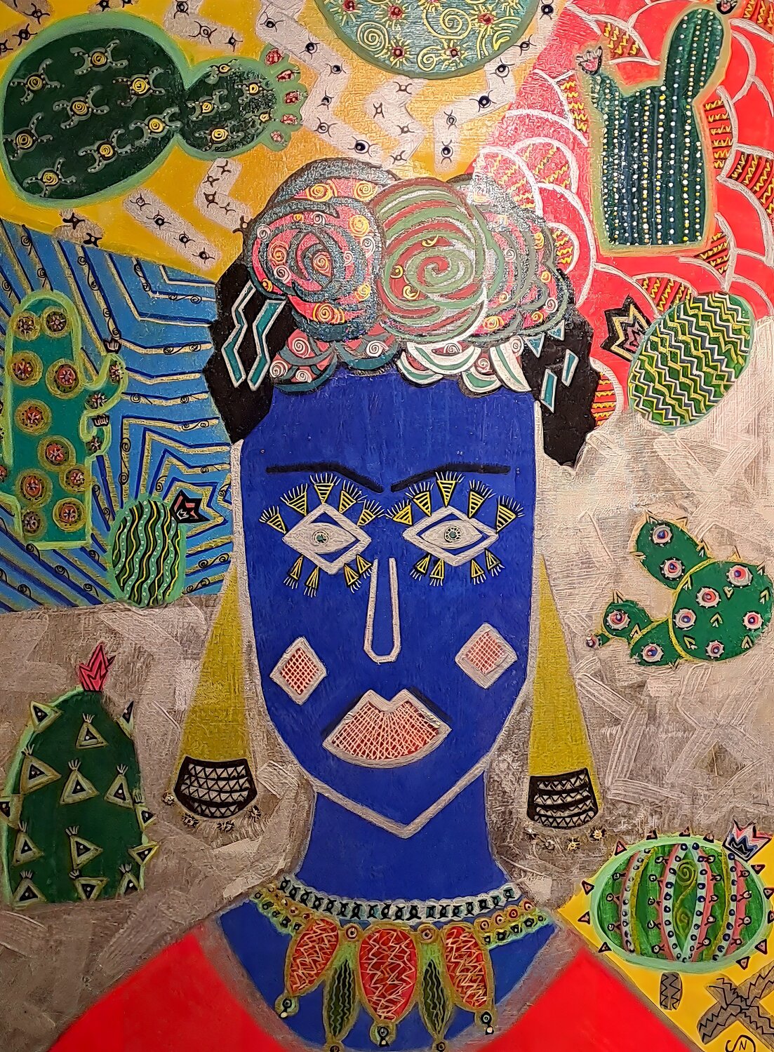 Frida - Contemporary Portrait Inspired by Frida Kahlo Nata Statzner Originalgemälde zu verkaufen