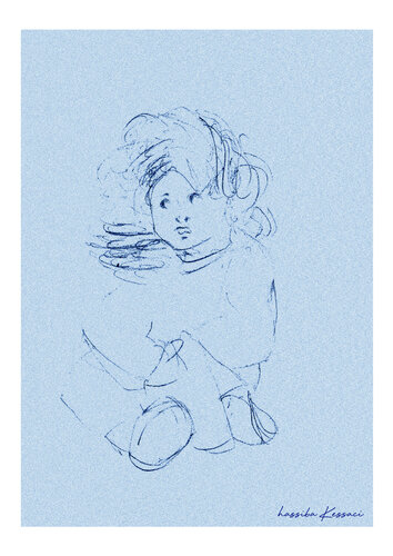 Blue- Child par Hassiba Kessaci, Œuvre sur papier en vente sur Singulart