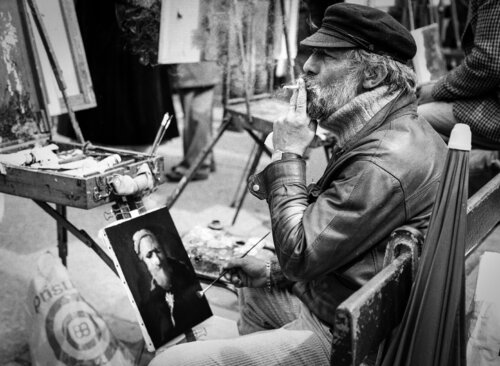1976 | Painter - Place du Tertre Montmartre, Paris de Robbert Frank Hagens, Fotografía a la venta en Singulart