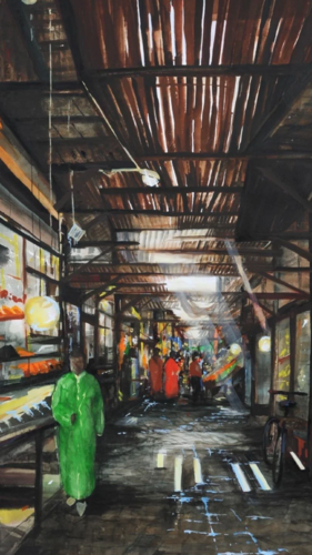 The Souk Marrakech - Gouache on Paper par Jeanne Maze, Œuvre sur papier en vente sur Singulart