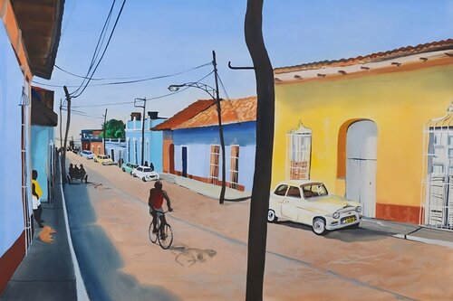 Rush Hour Trinidad - Gouache on Paper par Jeanne Maze, Œuvre sur papier en vente sur Singulart