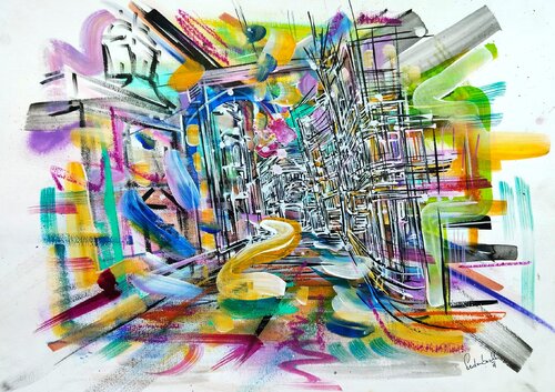 Chromatic Grid by Heinz Seidenbusch, Painting for Sale on Singulart