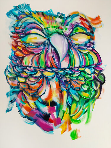 Cute tropical Owl van Heinz Seidenbusch, Schilderij te koop op Singulart