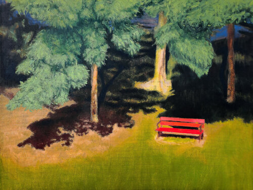 Wooden Bench in the Summer by Eliza Kołodziej, Painting for Sale on Singulart