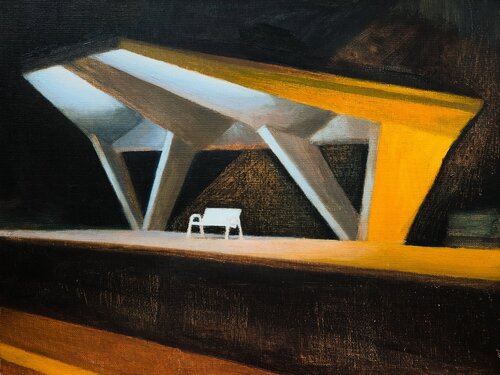 Late Evening at Warsaw Powiśle Station by Eliza Kołodziej, 회화 for Sale on Singulart