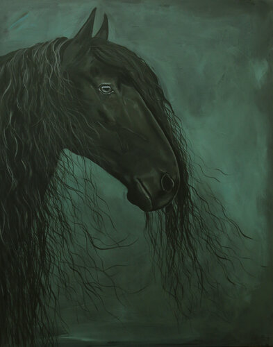 Zwart paard de Els Posthumus, Pintura a la venta en Singulart