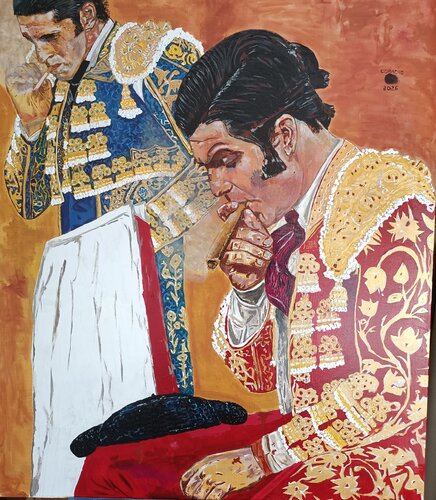 Fumando después de la faena by Miguel García Cobacho, Painting for Sale on Singulart