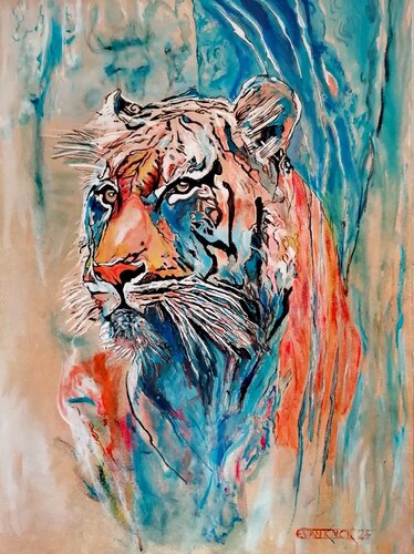 Le félin solitaire von Emmanuel Van kalck, Malerei kaufen auf Singulart