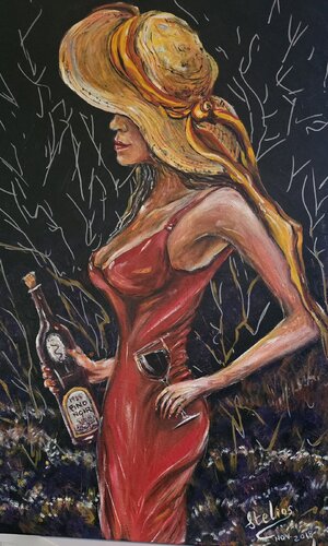 Enjoying pinot noir day van Stelios Koutouvides, Schilderij te koop op Singulart