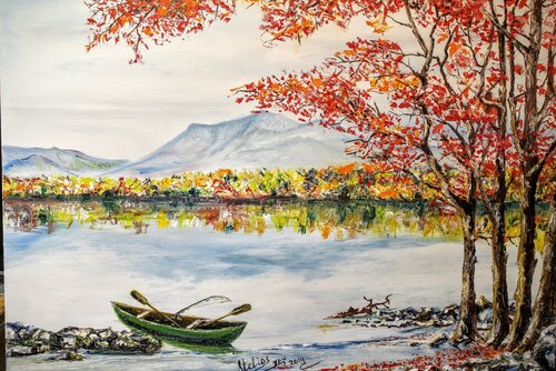 Autumn Fishing van Stelios Koutouvides, Schilderij te koop op Singulart