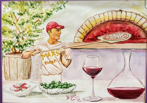 Max Pizza van Stelios Koutouvides, Schilderij te koop op Singulart