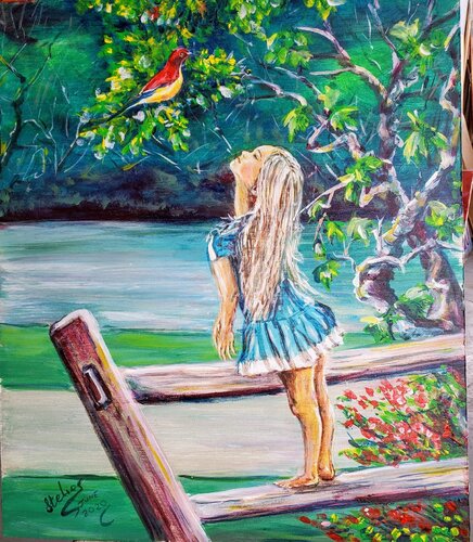 Whisper to the Bird van Stelios Koutouvides, Schilderij te koop op Singulart