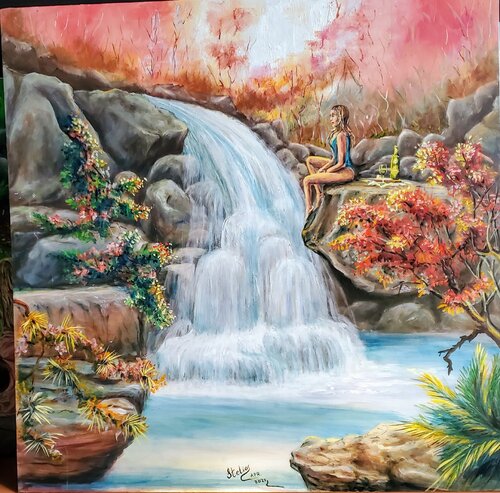 Serenade at the Hidden Falls van Stelios Koutouvides, Schilderij te koop op Singulart