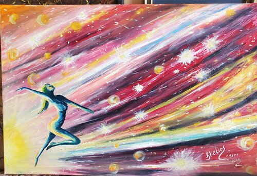 Dance Among the Moons van Stelios Koutouvides, Schilderij te koop op Singulart