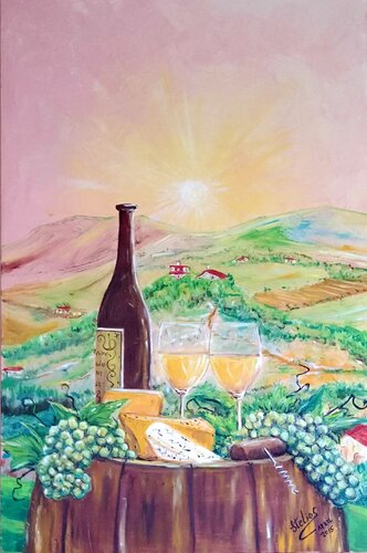 Vineyard escape van Stelios Koutouvides, Schilderij te koop op Singulart