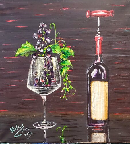 A burgundy moment by Stelios Koutouvides, 회화 for Sale on Singulart