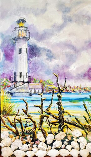 Low tide at the marsh di Stelios Koutouvides, Pittura in vendita su Singulart