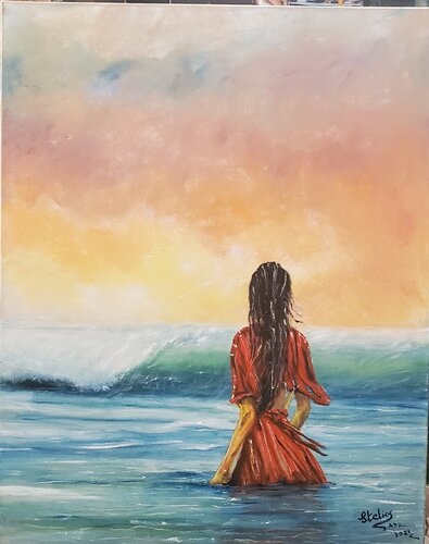 The fearful approaching wave par Stelios Koutouvides, Peinture en vente sur Singulart