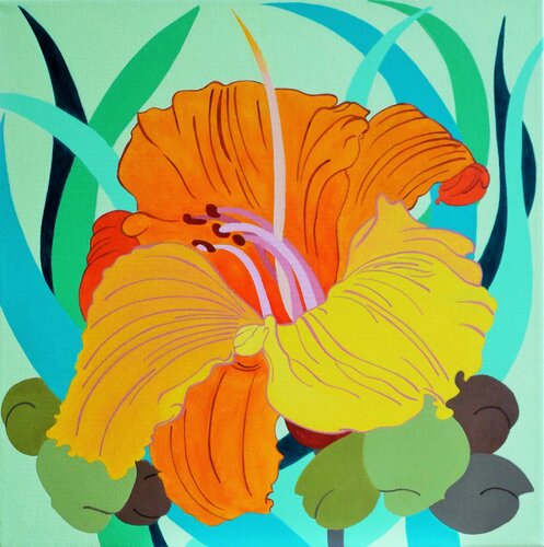 Hémérocalle van Ingrid Bonhomme, Schilderij te koop op Singulart