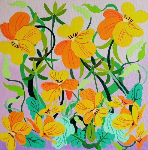 Violettes van Ingrid Bonhomme, Schilderij te koop op Singulart