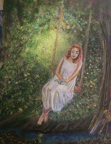 Girl On A Swing von Richard Germinaro, Malerei kaufen auf Singulart