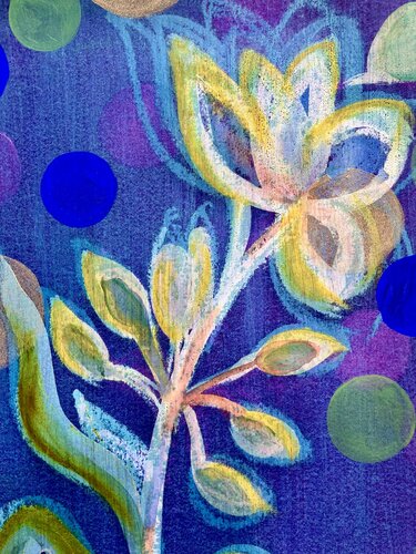 Fleur Bleue by CACHAM Catherine Champeyrol, Work on Paper for Sale on Singulart