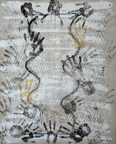 Our Hands Between an Hourglass von Lisa Marie Moulton, Malerei kaufen auf Singulart
