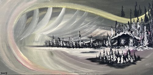 Cabin Borealis par David Coulson, Peinture en vente sur Singulart