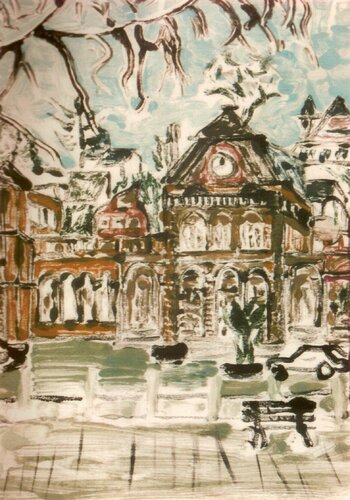 Travellers' waiting hall (Bahnhof Neustadt a.d.Weinstrasse) de Gudrun Lydia Martini, Obra en papel a la venta en Singulart