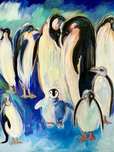 Pinguinfamilie by Eva Demuth, 油畫 for Sale on Singulart