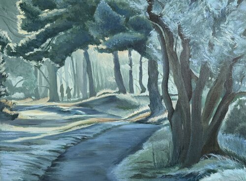 Winter's Retreat by Roman van Gelder, 회화 for Sale on Singulart