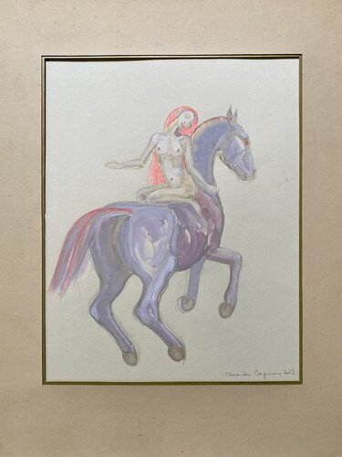 Fille sur cheval mauve di Alexandra Bergmans, Opera su carta in vendita su Singulart