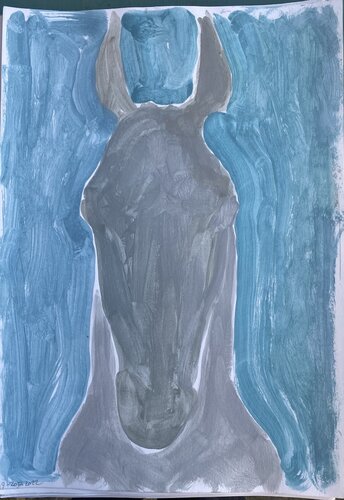 Portrait cheval gris souris par Alexandra Bergmans, Peinture en vente sur Singulart