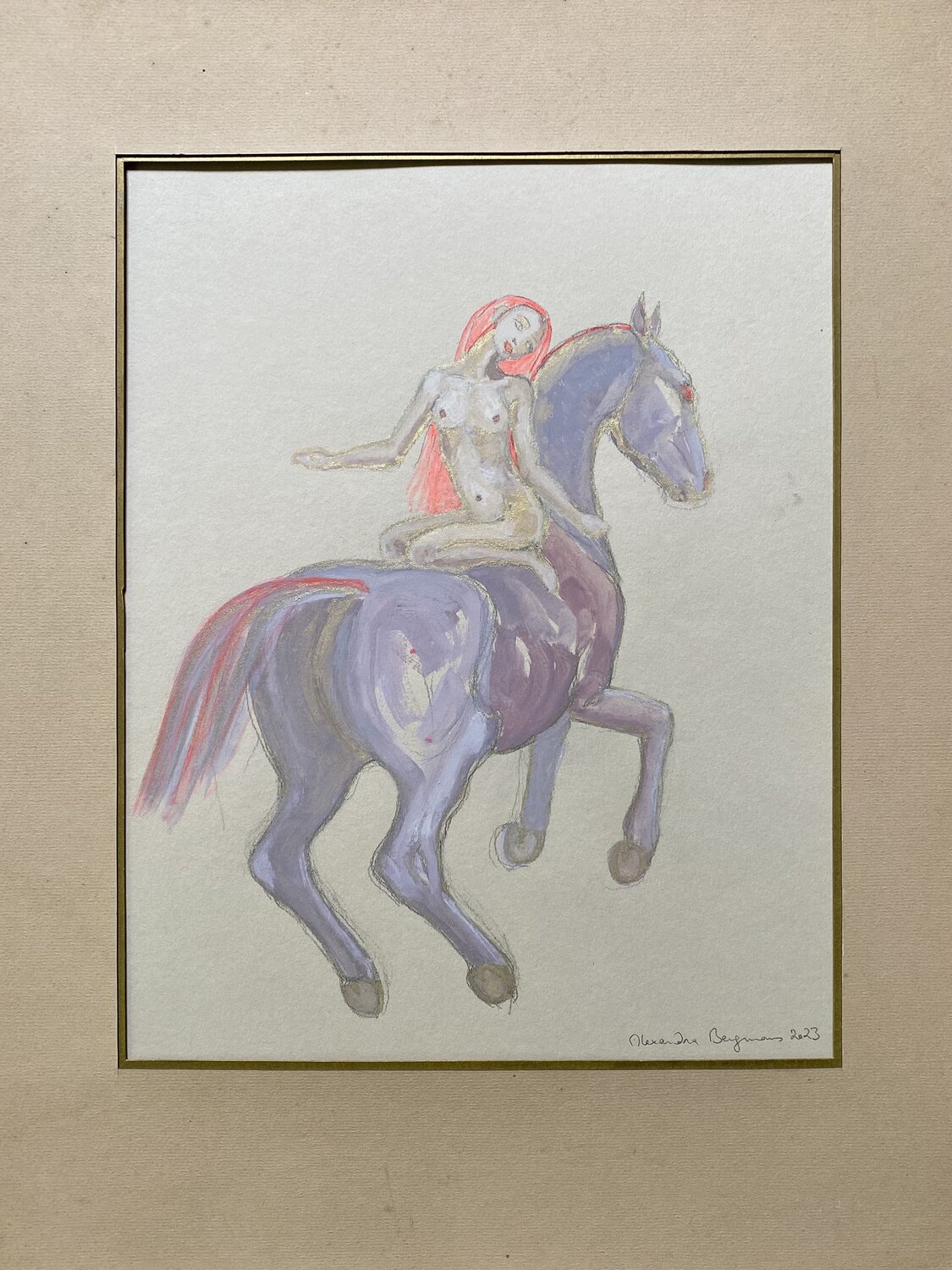 Fille sur cheval mauve Alexandra Bergmans