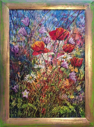 Poppies in Love van Katarina Vidmar, Schilderij te koop op Singulart