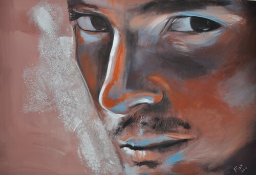 Männerportrait terracotta by Birgit FOX, 絵画 for Sale on Singulart