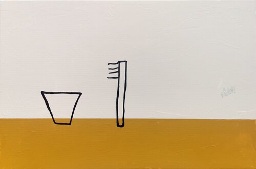 XXXI 1 - Toothbrush cup and toothbrush van Uli Lächelt, Schilderij te koop op Singulart