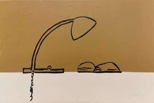 XXXI 3 - Reading lamp and book van Uli Lächelt, Schilderij te koop op Singulart