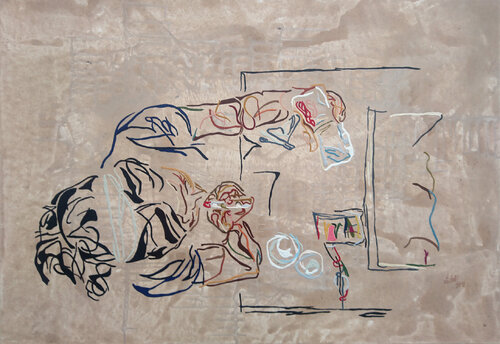 XX 75 - Young woman applying make-up van Uli Lächelt, Schilderij te koop op Singulart