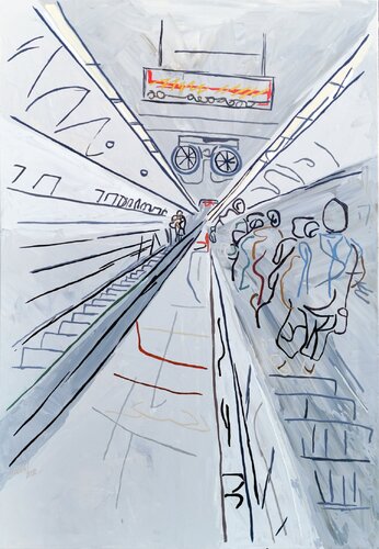 XXV 20 - Budapest Metro Station Széll Kálmán tér van Uli Lächelt, Schilderij te koop op Singulart