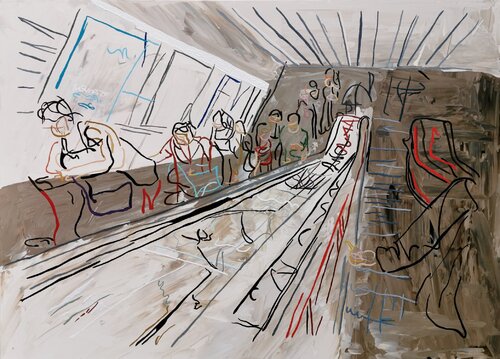 XXV 14 - Budapest Metro Station Deák Ferenc Tér van Uli Lächelt, Schilderij te koop op Singulart