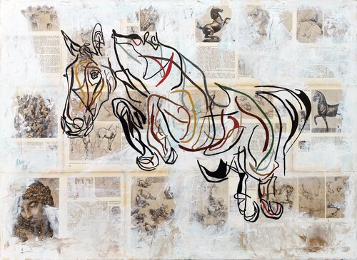 I 94 - Jumping horse van Uli Lächelt, Schilderij te koop op Singulart