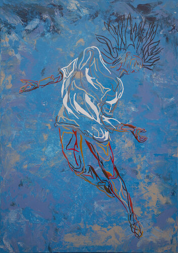 XXIII 18 - Jumping woman van Uli Lächelt, Schilderij te koop op Singulart