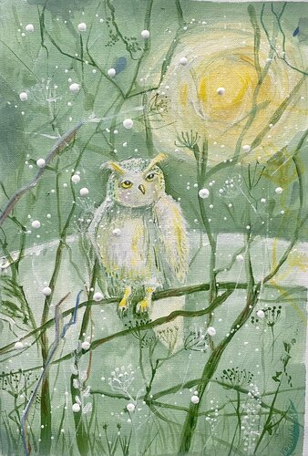 Snow Owl von Alexandra Krasuska, Malerei kaufen auf Singulart